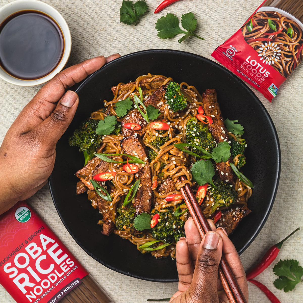 Broccoli & Beef Soba Noodles – Lotus Foods