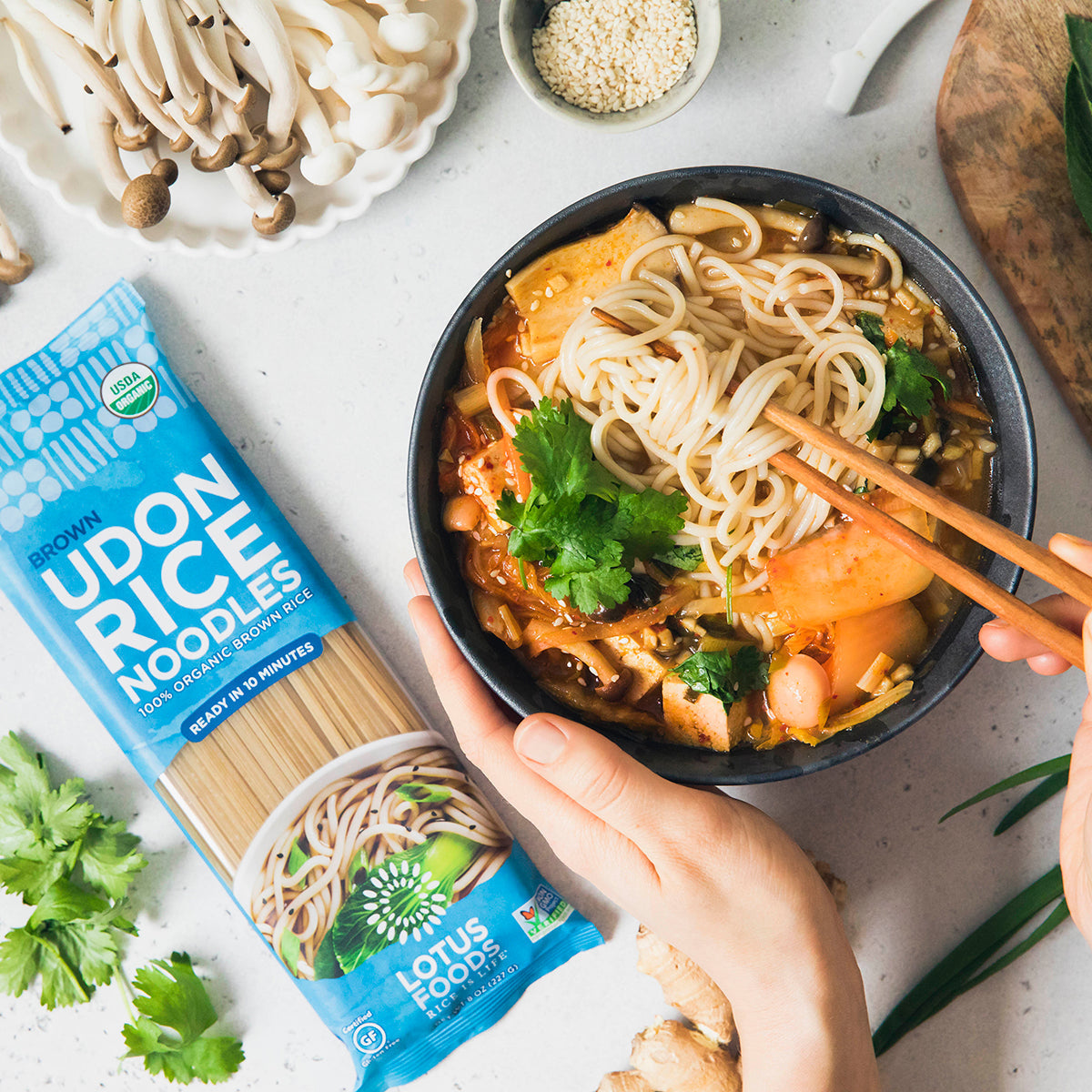 Kimchi Udon Noodle Soup – Lotus Foods