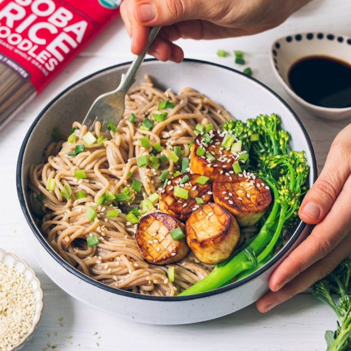 Soba Noodles with Mushroom Scallops – Lotus Foods