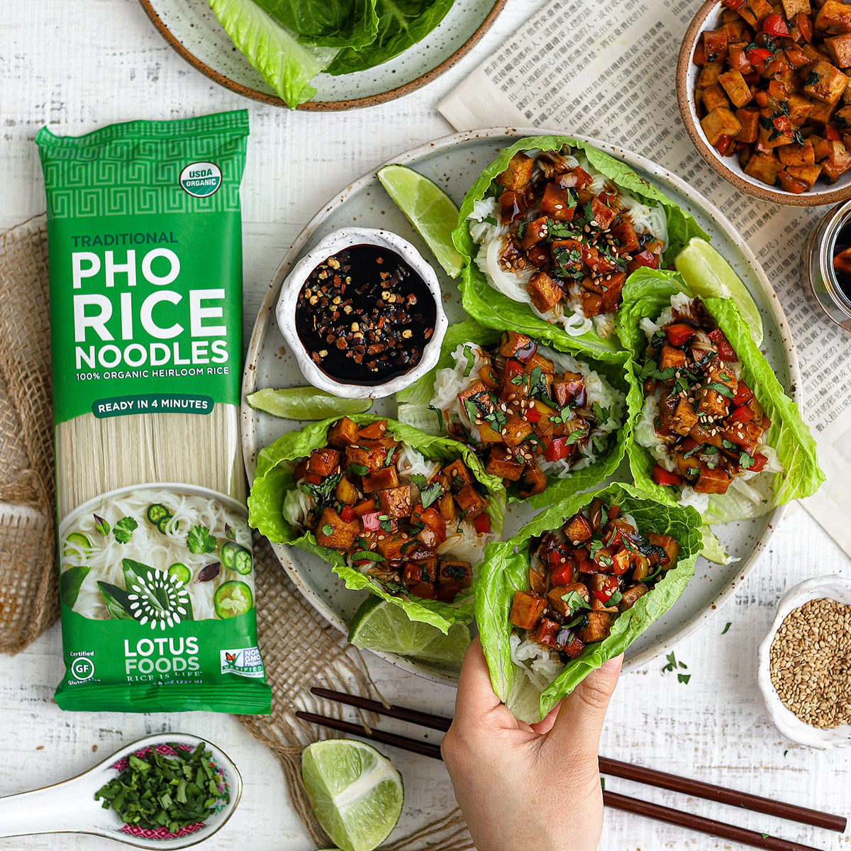 Teriyaki Tofu Lettuce Wraps – Lotus Foods