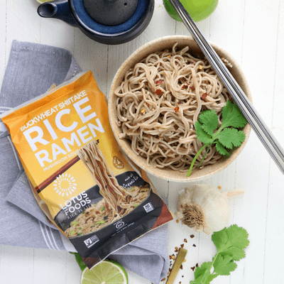 Buckwheat Shiitake Rice Ramen with Mushroom Soup