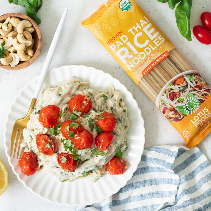 Creamy Garlic & Herb Pasta with Roasted Tomatoes