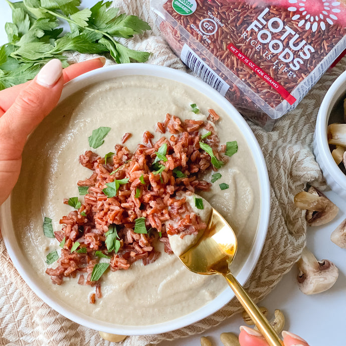 Creamy Umami Cauliflower Soup with Rice