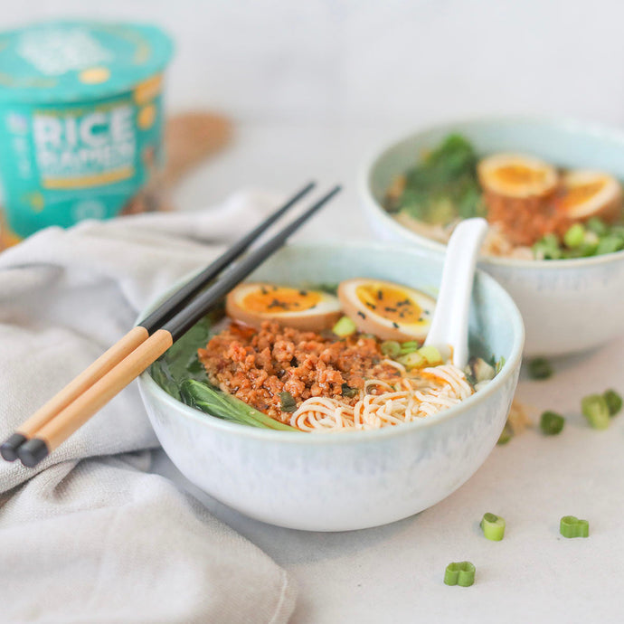 Garlicky Veggie Noodle Soup with Spicy Pork