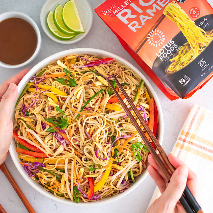 Spicy Ramen Noodle Salad with Almond Dressing