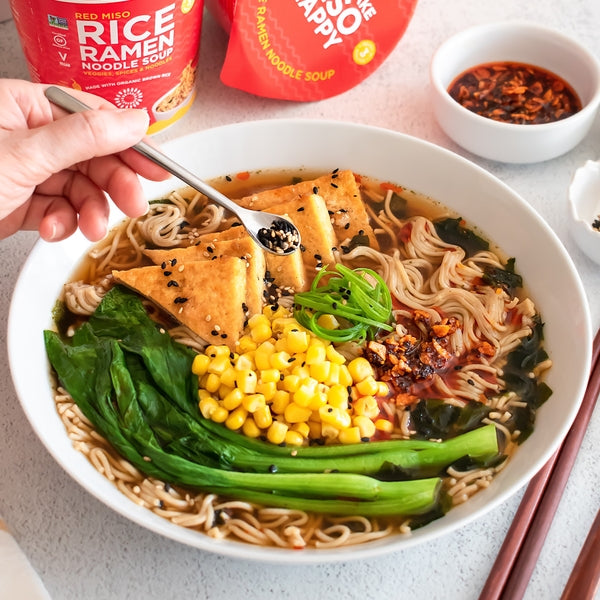 Red Miso Ramen Soup with Yakiniku-Style Tofu