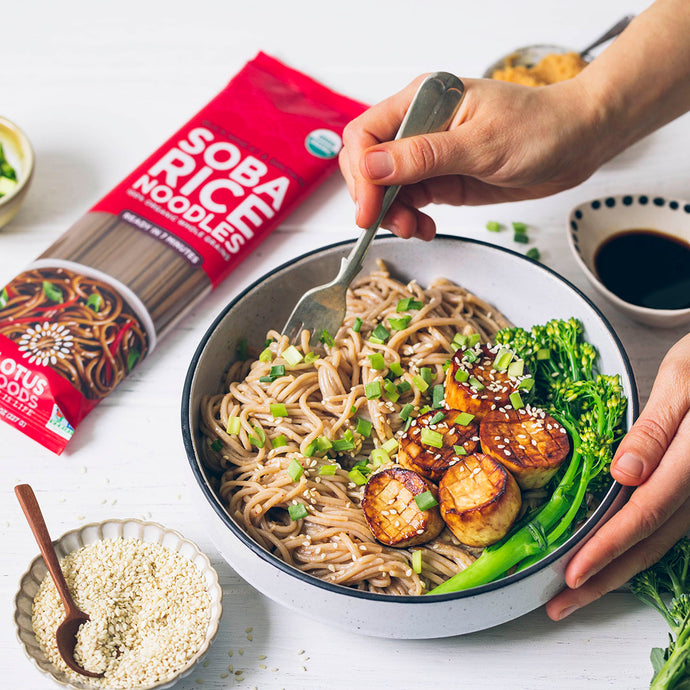 Soba Noodles with Mushroom Scallops