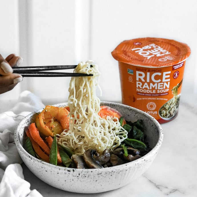 Spicy Kimchi Ramen Shrimp Bowl
