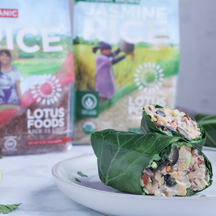 Collard Leaf Rice & Bean Wraps