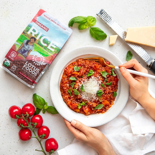 Baked Tomato Red Rice Risotto