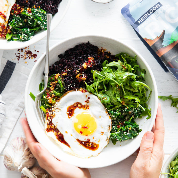 Spicy Spring Greens Rice Bowl