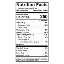 Load image into Gallery viewer, Nutrition facts label for Lotus Foods Vietnamese Vegetable Pho Noodle Soup Cup with 250 calories per serving
