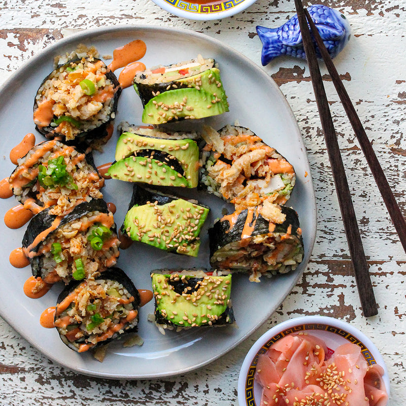 Golden Avocado Sushi Roll + Creative Vegan Sushi 101