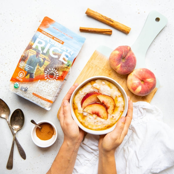 Peach Rice Pudding โ Lotus Foods